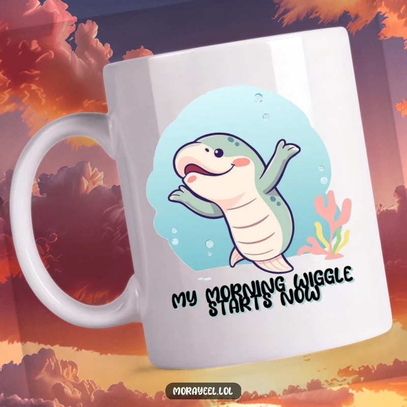 Funny moray eel dancing joyfully underwater, showcasing its wiggly moves in a current, perfect for ocean lovers.