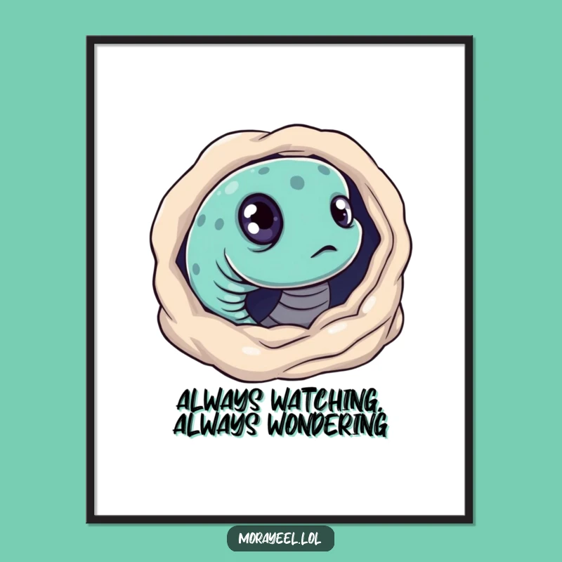 Funny Curious Moray Eel Digital Print: Intriguing Ocean Art