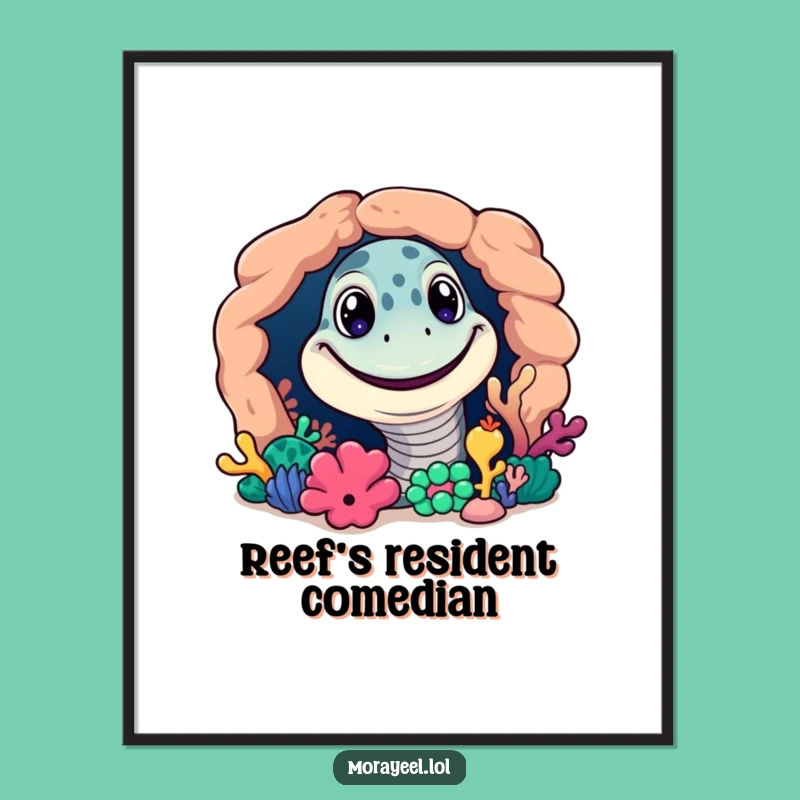 Funny Grinning Moray Eel Digital Print: Vibrant Reef Art