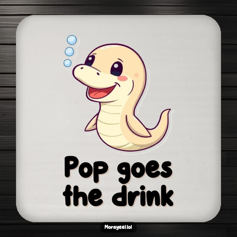 Funny Moray Eel Coasters: A set featuring a joyful eel blowing bubbles, providing humorous protection for surfaces, a great funny gift.