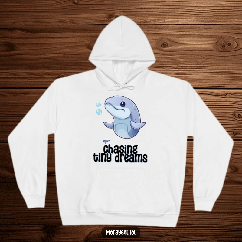 Funny hoodie featuring a playful moray eel with its mouth open, humorously trying to catch a bubble. Cozy and fun.