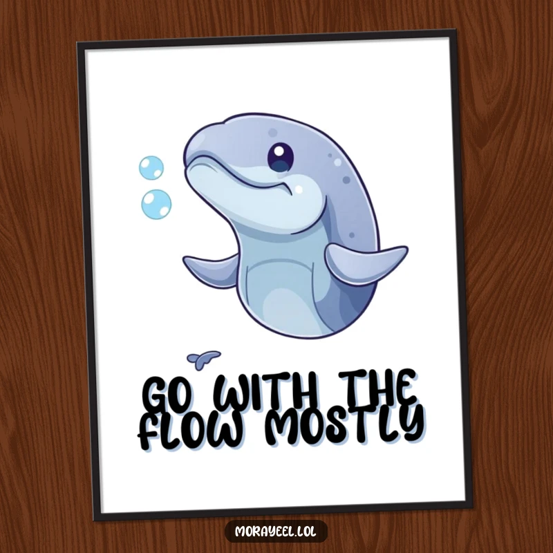 Funny Free Printable Wall Art depicting a playful moray eel with its mouth open, trying to catch a tiny, shimmering bubble.
