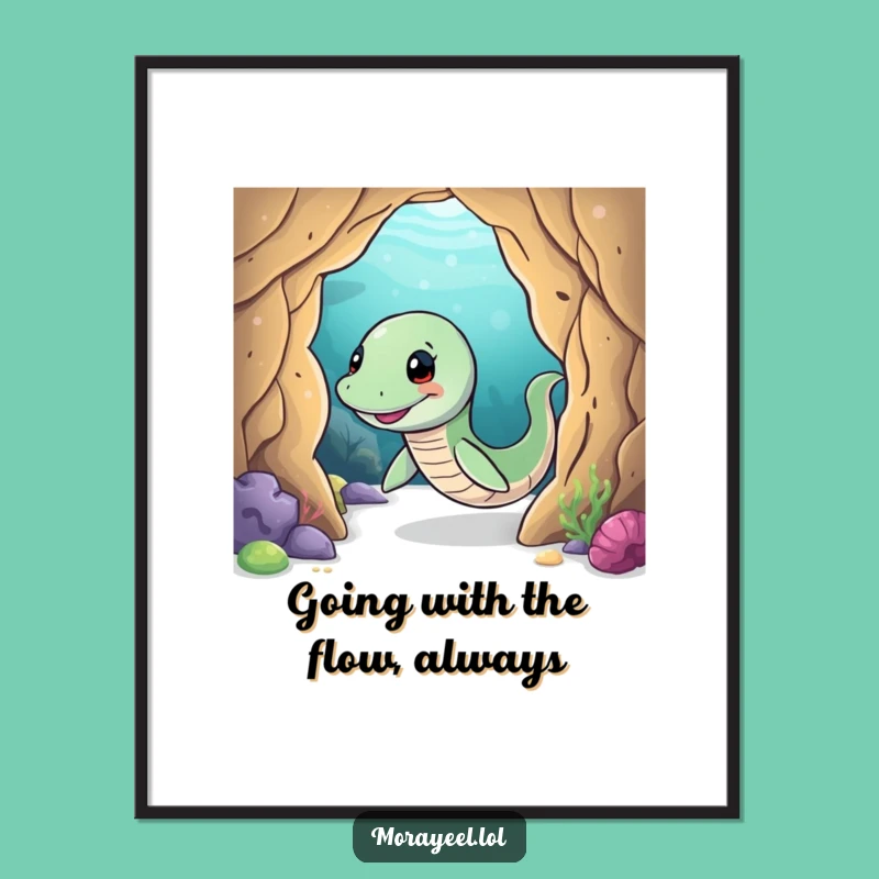 Funny Free Printable Wall Art: Wiggling Moray Eel - Quirky Underwater Downloadable Decor
