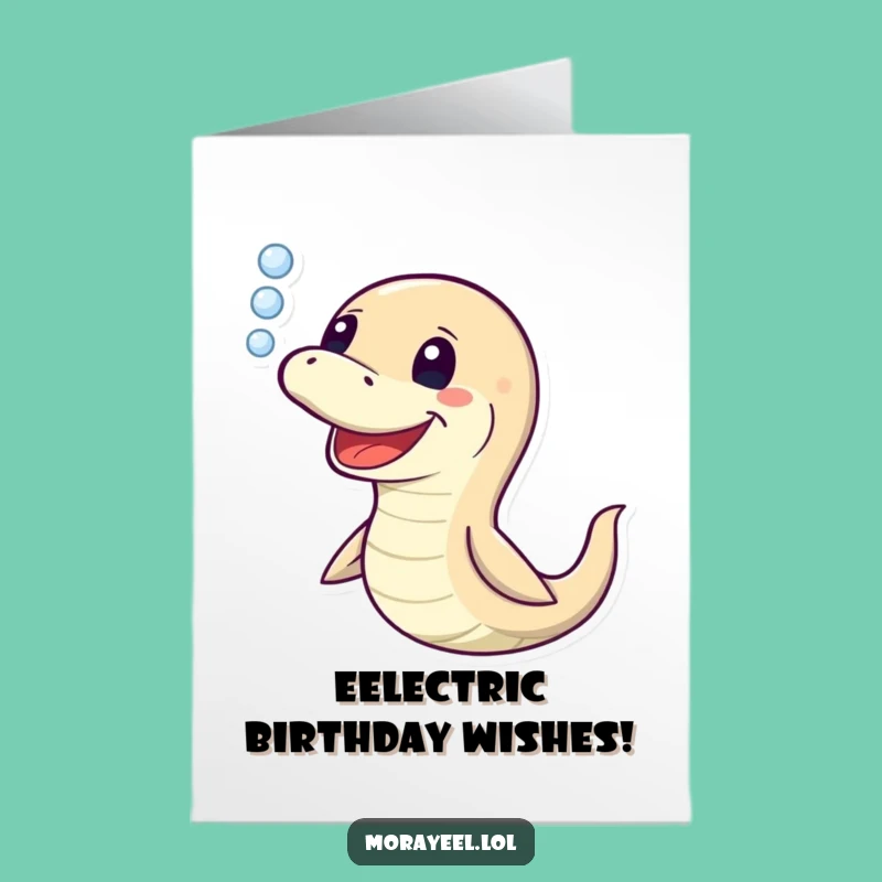 Free Printable Birthday Card: Joyful Moray Eel Bubbling with Laughter - Funny DIY Gift