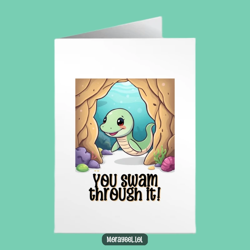 Free Printable Congrats Card: Grinning Eel Wiggle - Aquatic Downloadable Celebration