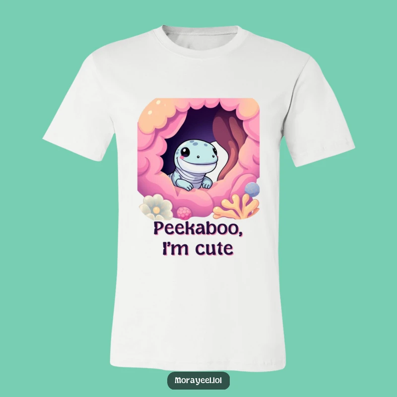 Funny Moray Eel Coral T-Shirt - Cute Peek Reptile Tee, Best Funny Ocean Gift